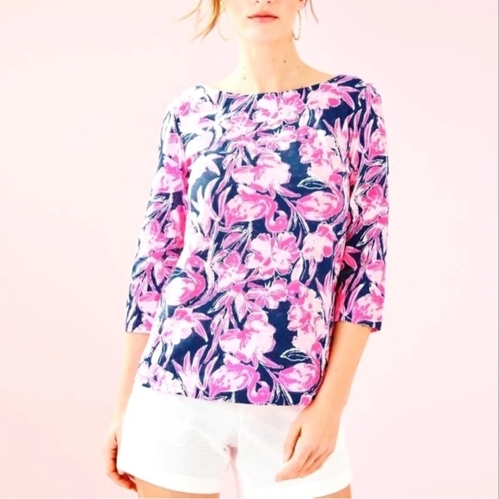Lilly Pulitzer Pink and Blue Floral Blouse
